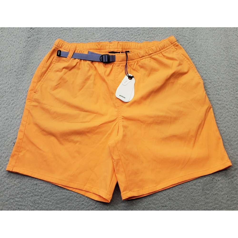 PrAna Zion Pull On Shorts Mens M/07 Papaya Orange Stretch Relaxed Fit Outdoor